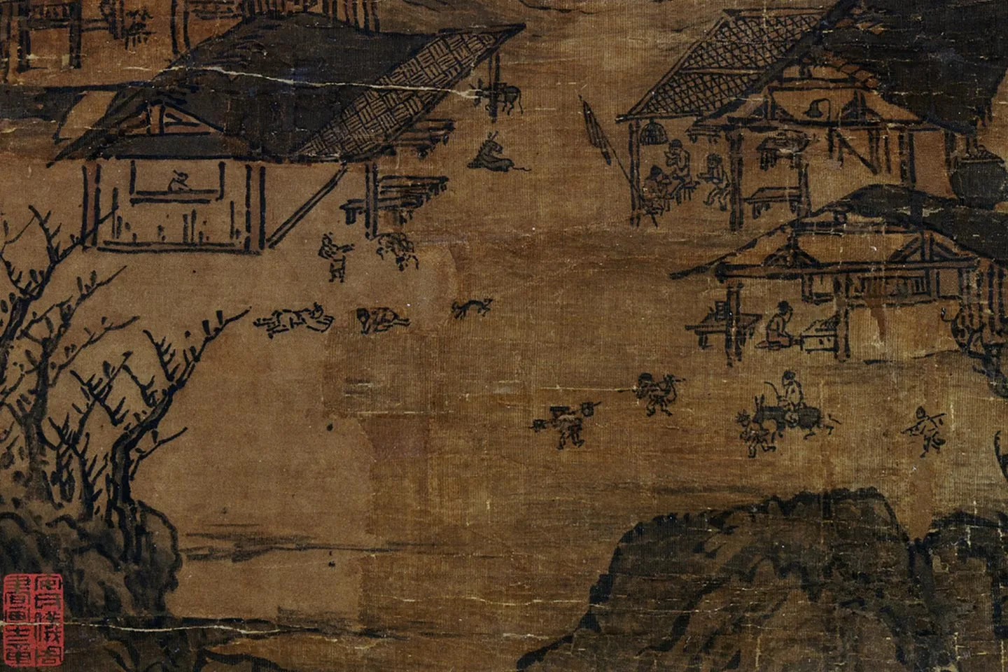 关仝《关山行旅图》局部 (1)