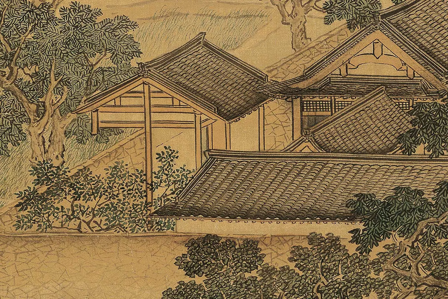 仇英青绿山水《莲溪渔隐图》高清大图局部 (2)