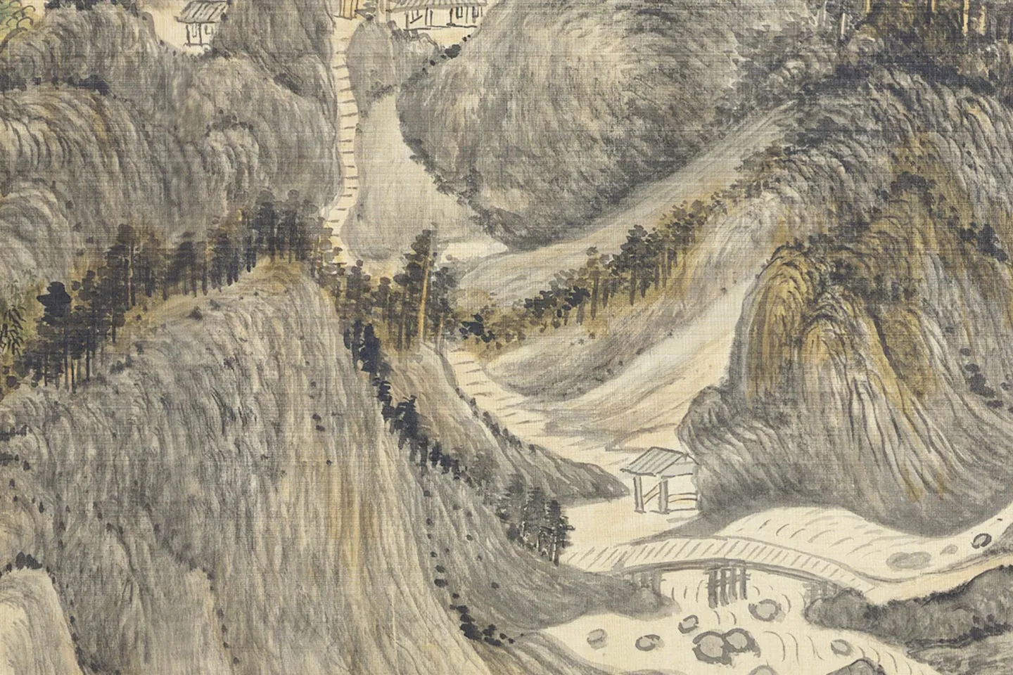 王敬铭山水画《炉峰山万叠图》局部 (3)