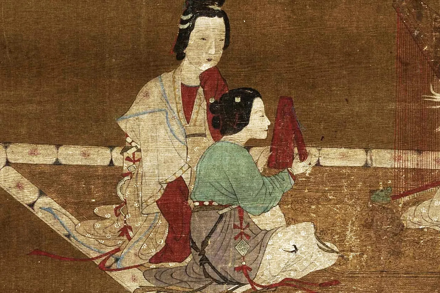 仇珠仕女人物画《女乐图》局部 (1)