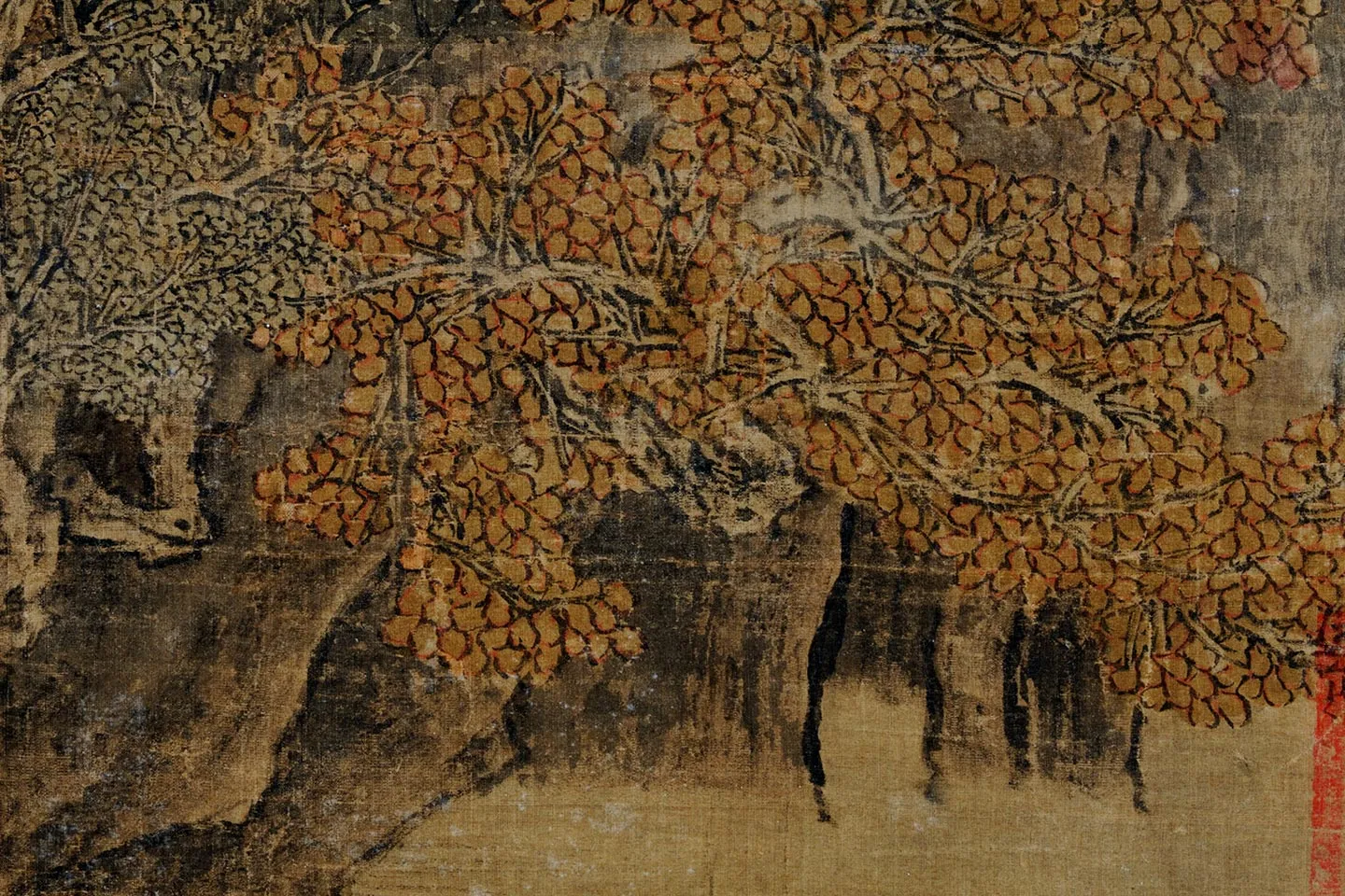 关仝山水画《秋山晚翠图》局部 (2)