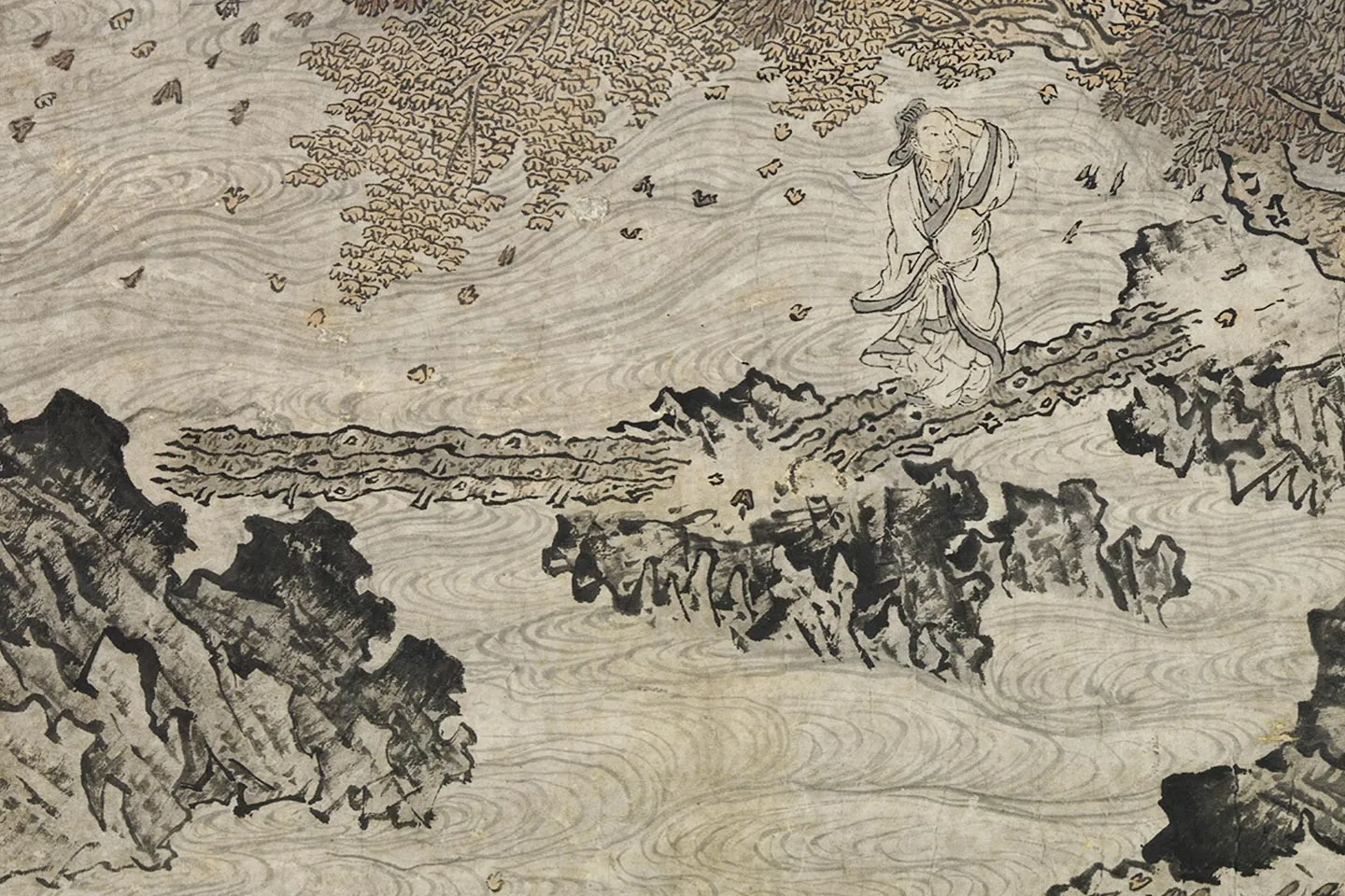 关仝《蜀山栈道图》局部 (1)