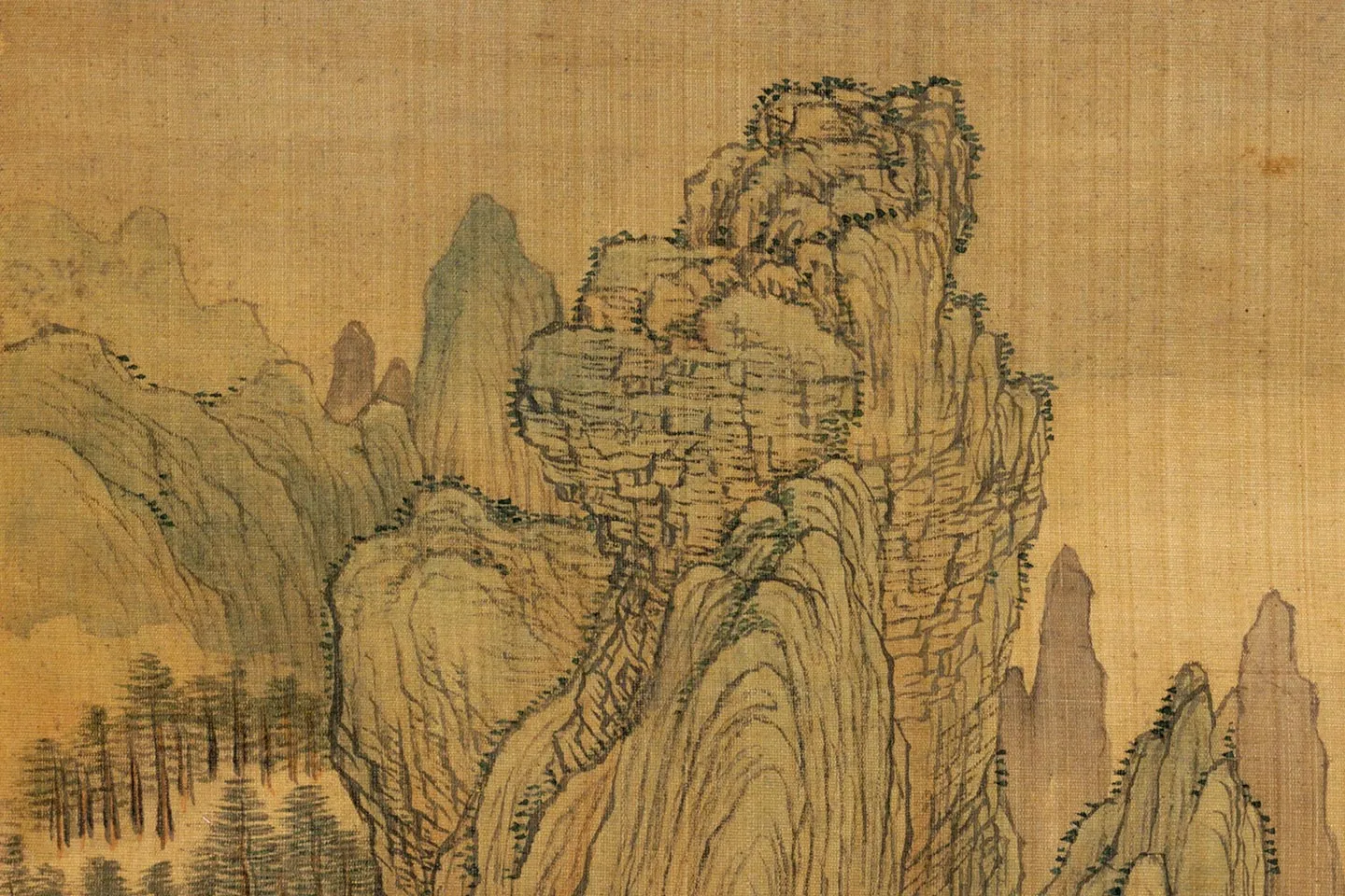 王翚仿古青绿山水《仿赵孟頫九夏松风》局部 (1)