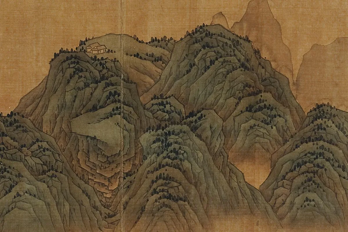 关仝青绿山水《西北巨镇图》局部 (3)