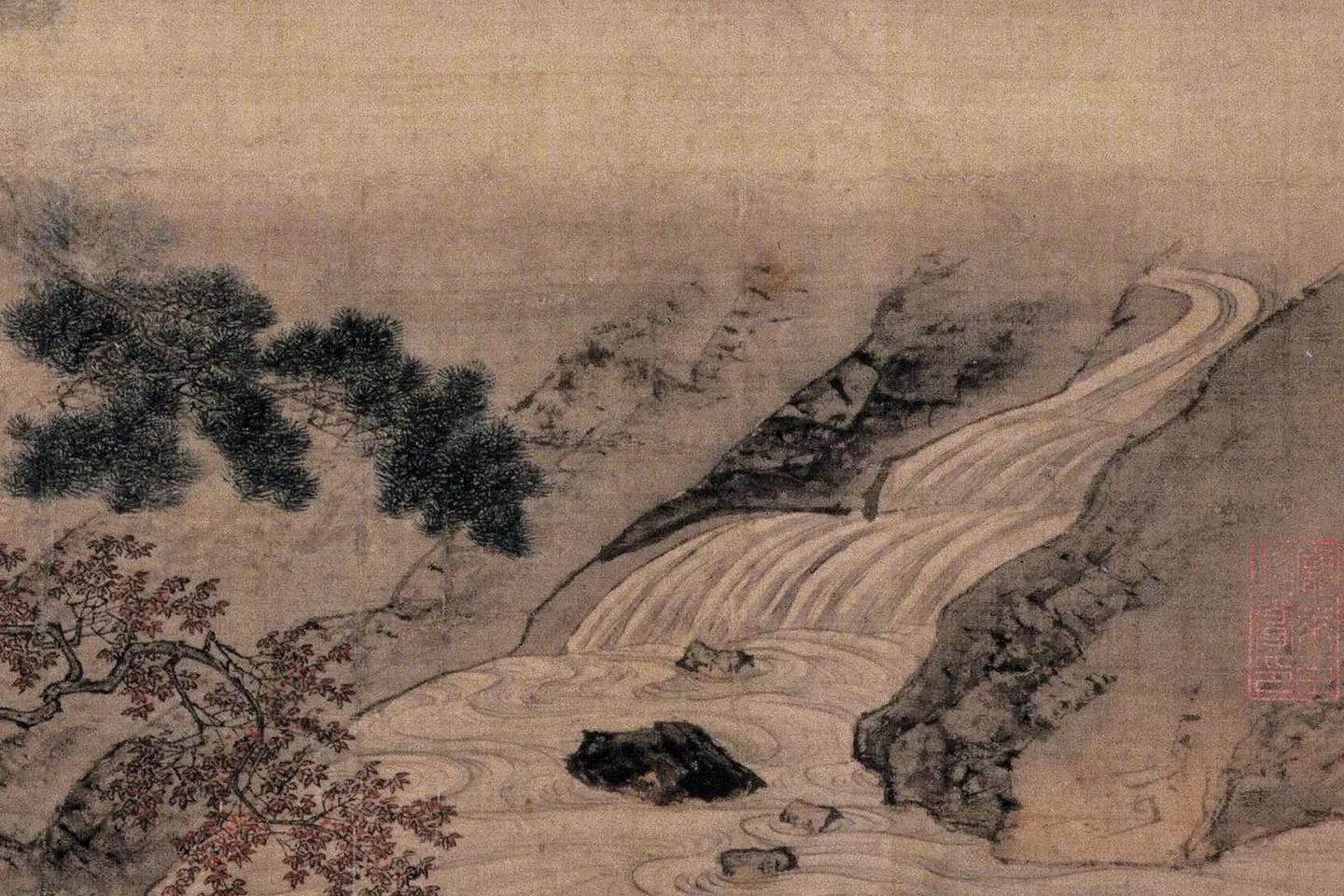 仇英山水《临溪水阁图》局部 (3)