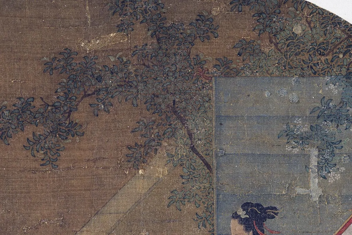 王诜仕女人物画《绣栊晓镜图》局部 (4)