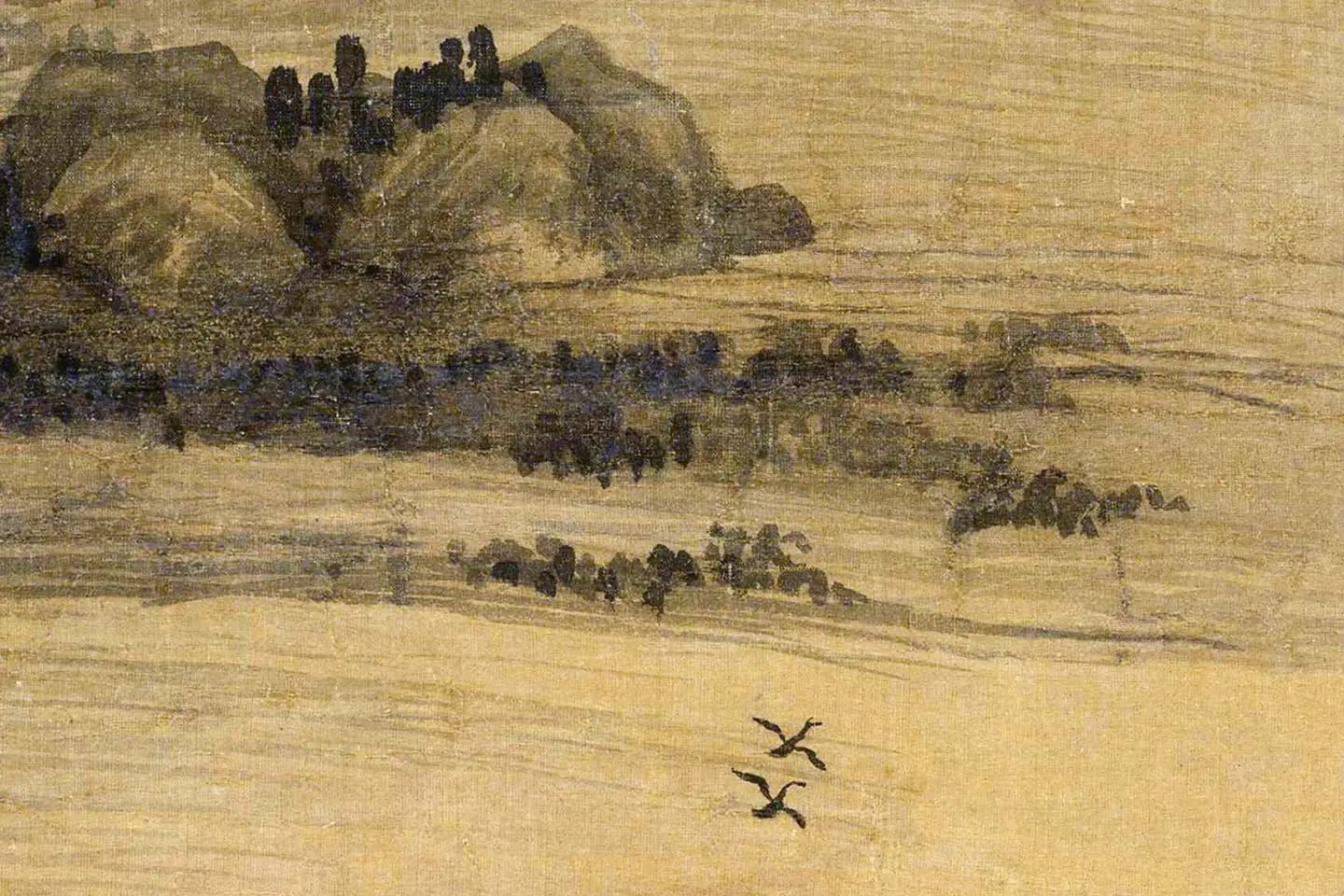 吴镇山水《芦花寒雁图》局部 (4)