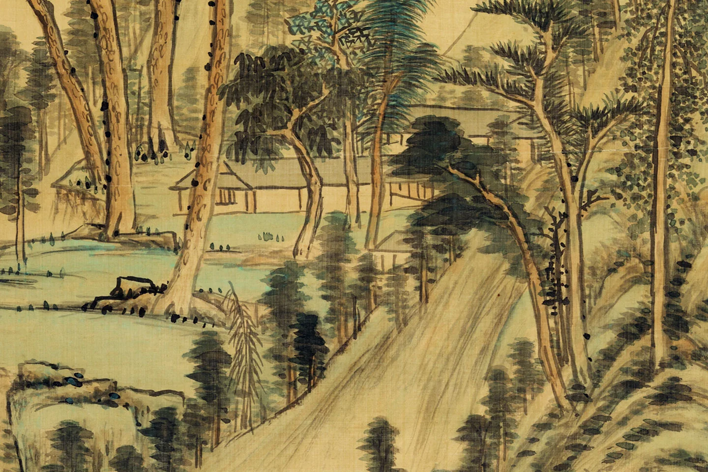 清王敬铭山水轴局部 (3)