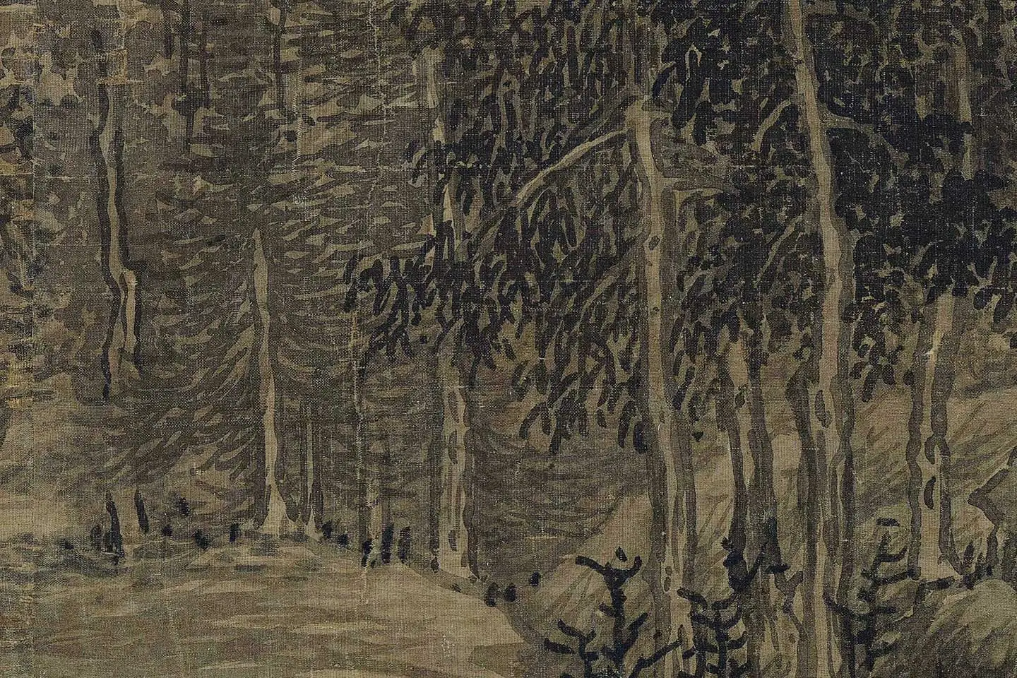 巨然山水画《秋山图》高清大图局部 (2)