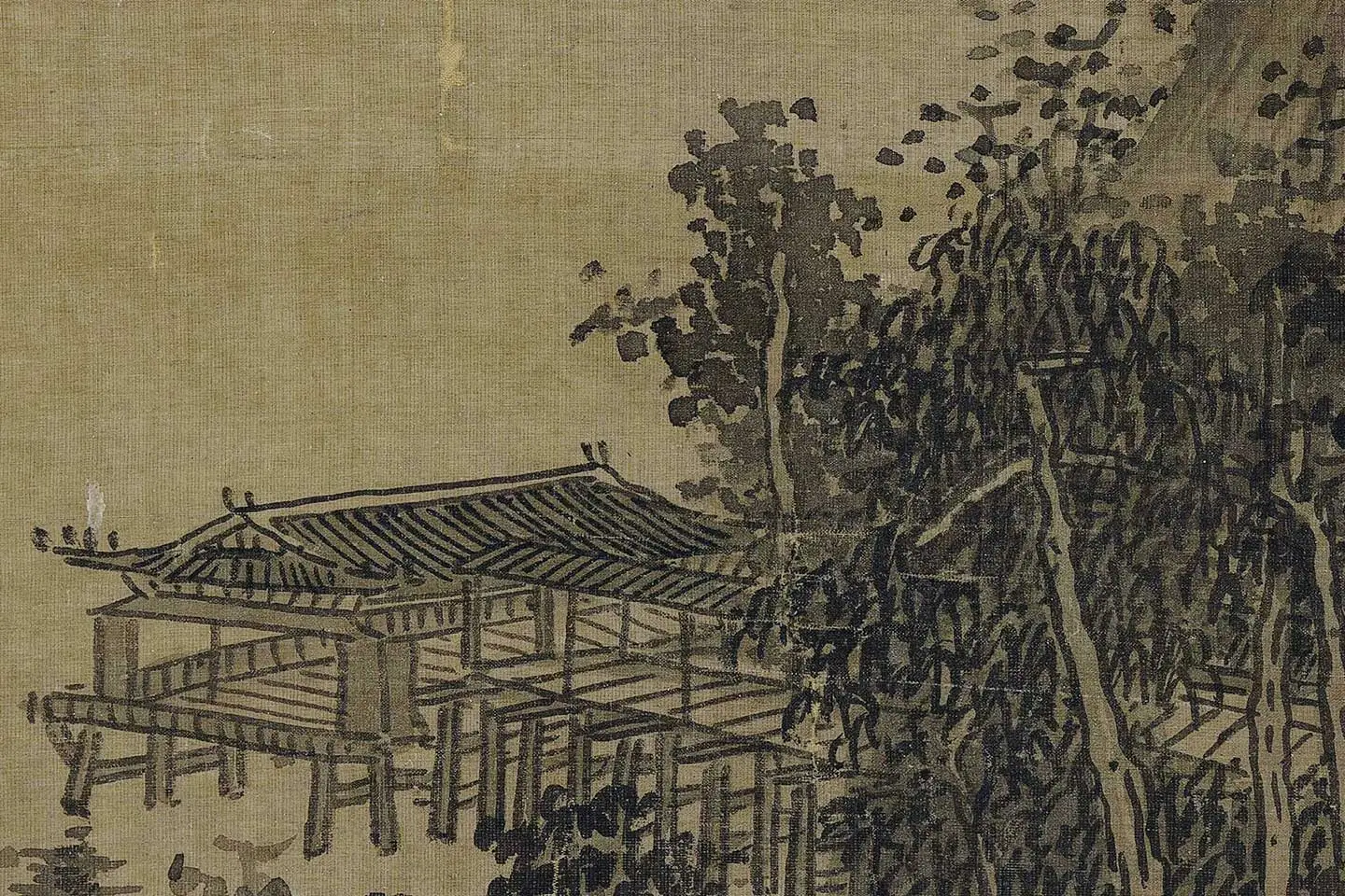 巨然山水画《秋山图》高清大图局部 (9)