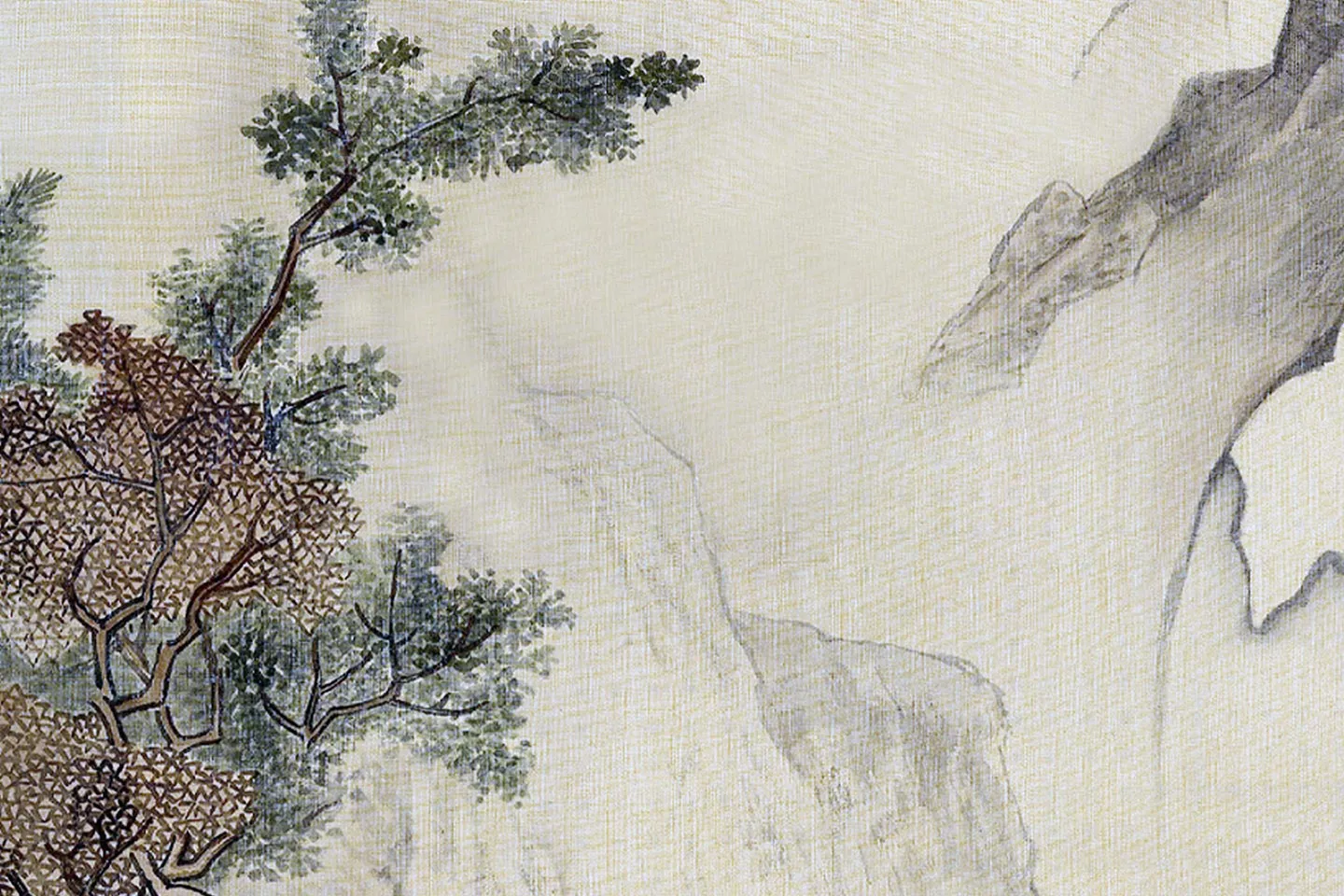 唐寅山水画《看泉听风图》局部 (2)