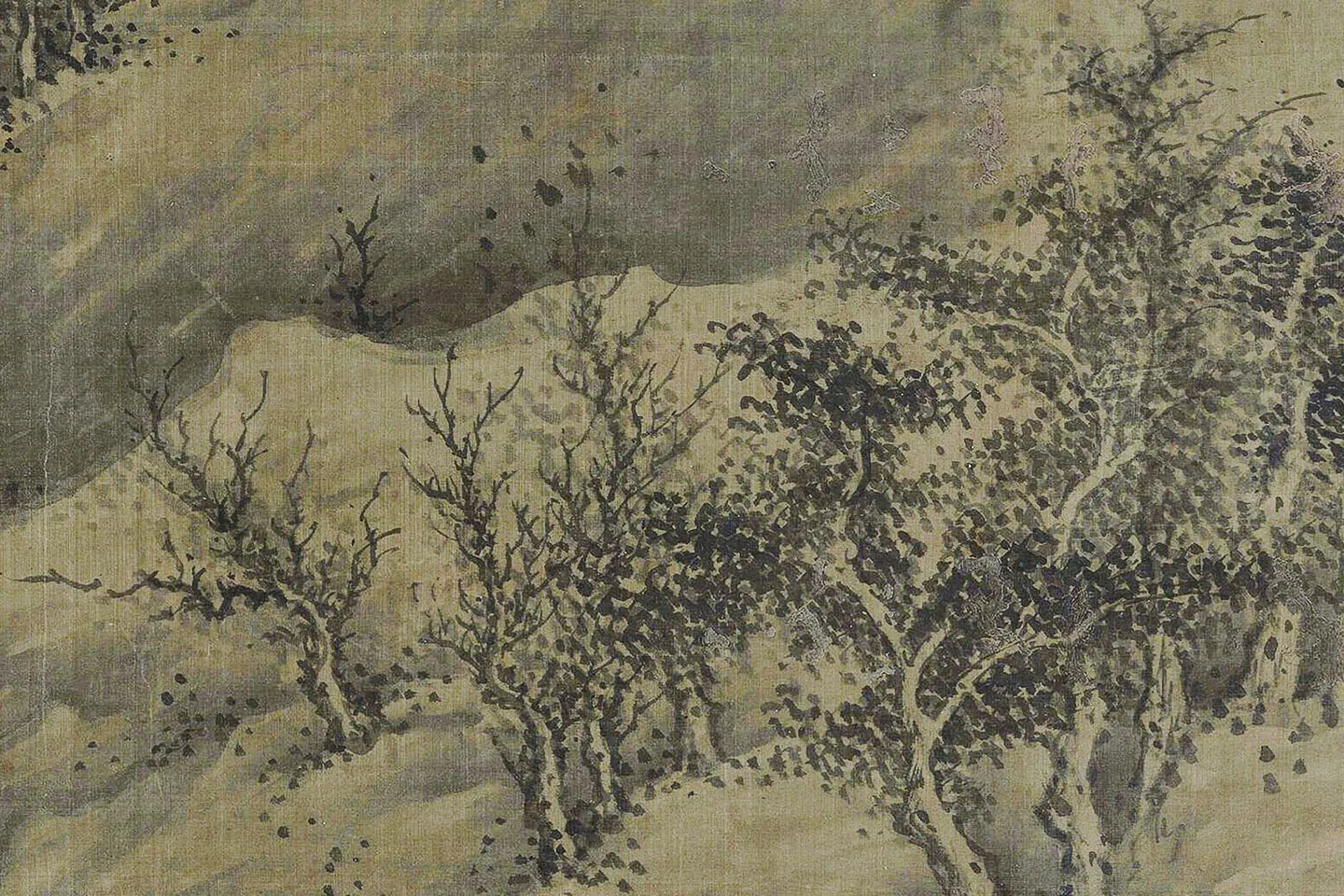 传巨然山水画《溪山林薮图》局部 (4)