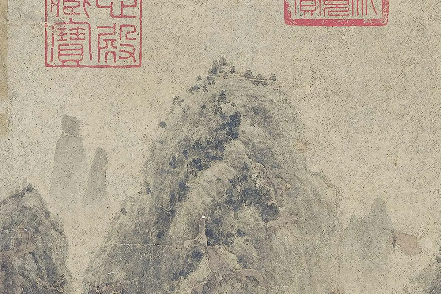 巨然山水《富春山图》高清大图局部 (1)