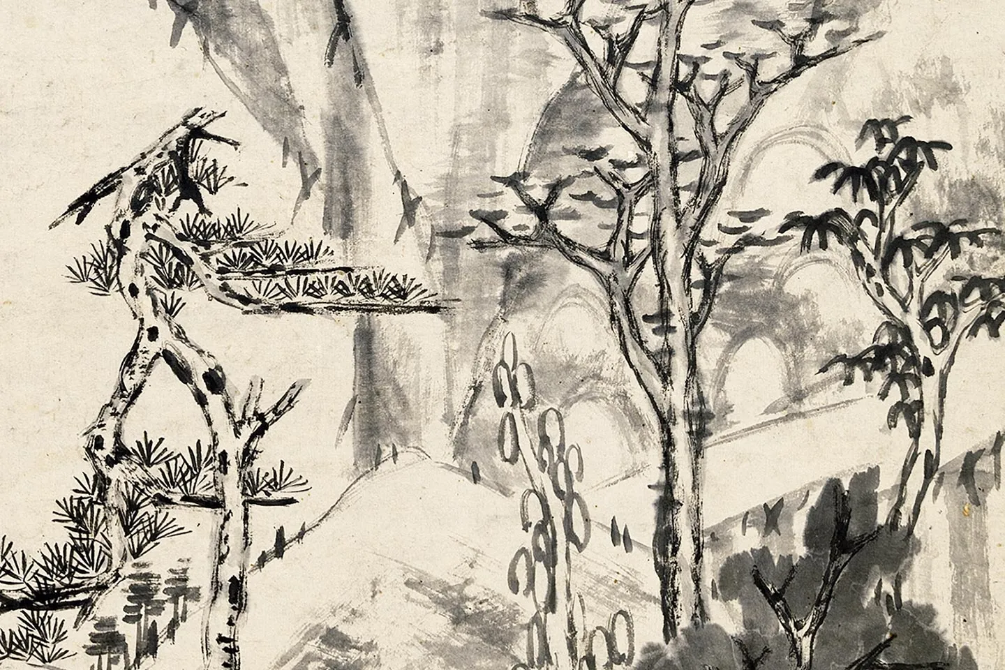 八大山人朱耷山水轴局部 (5)