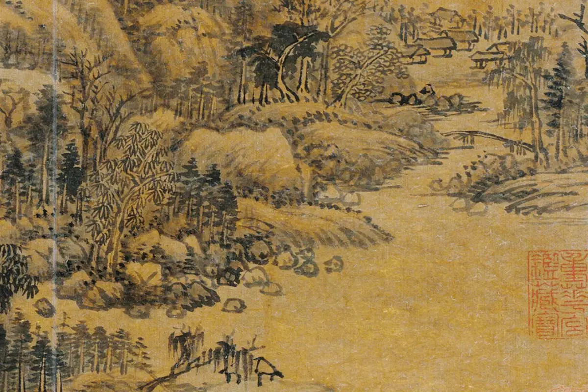 五代巨然山水局部 (2)