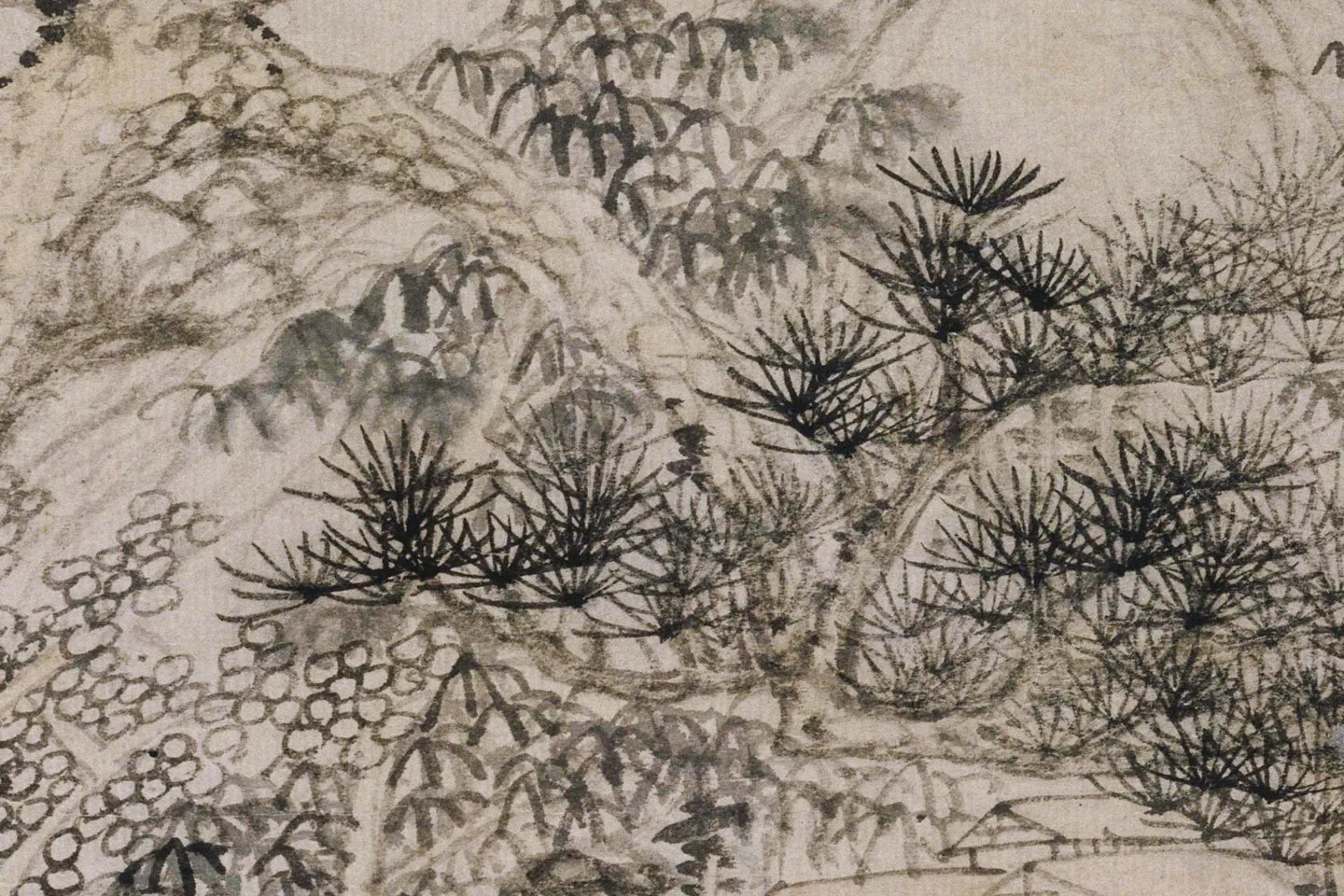 黄公望山水画《丹崖玉树图》高清大图局部 (4)