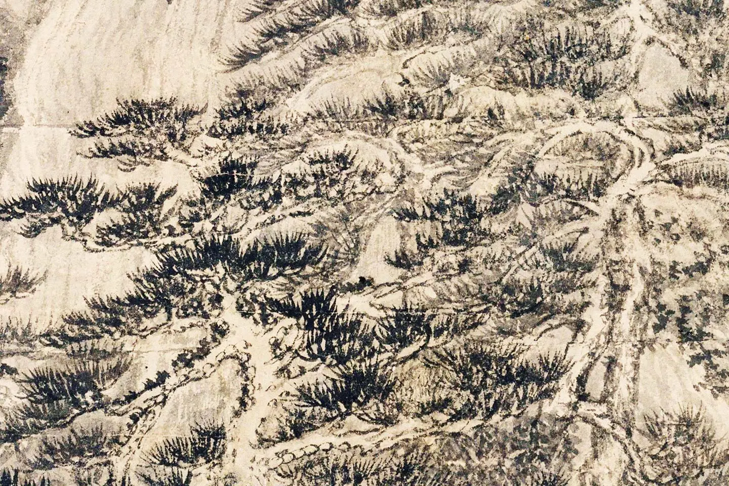 王蒙山水画《夏日山居图》局部 (3)