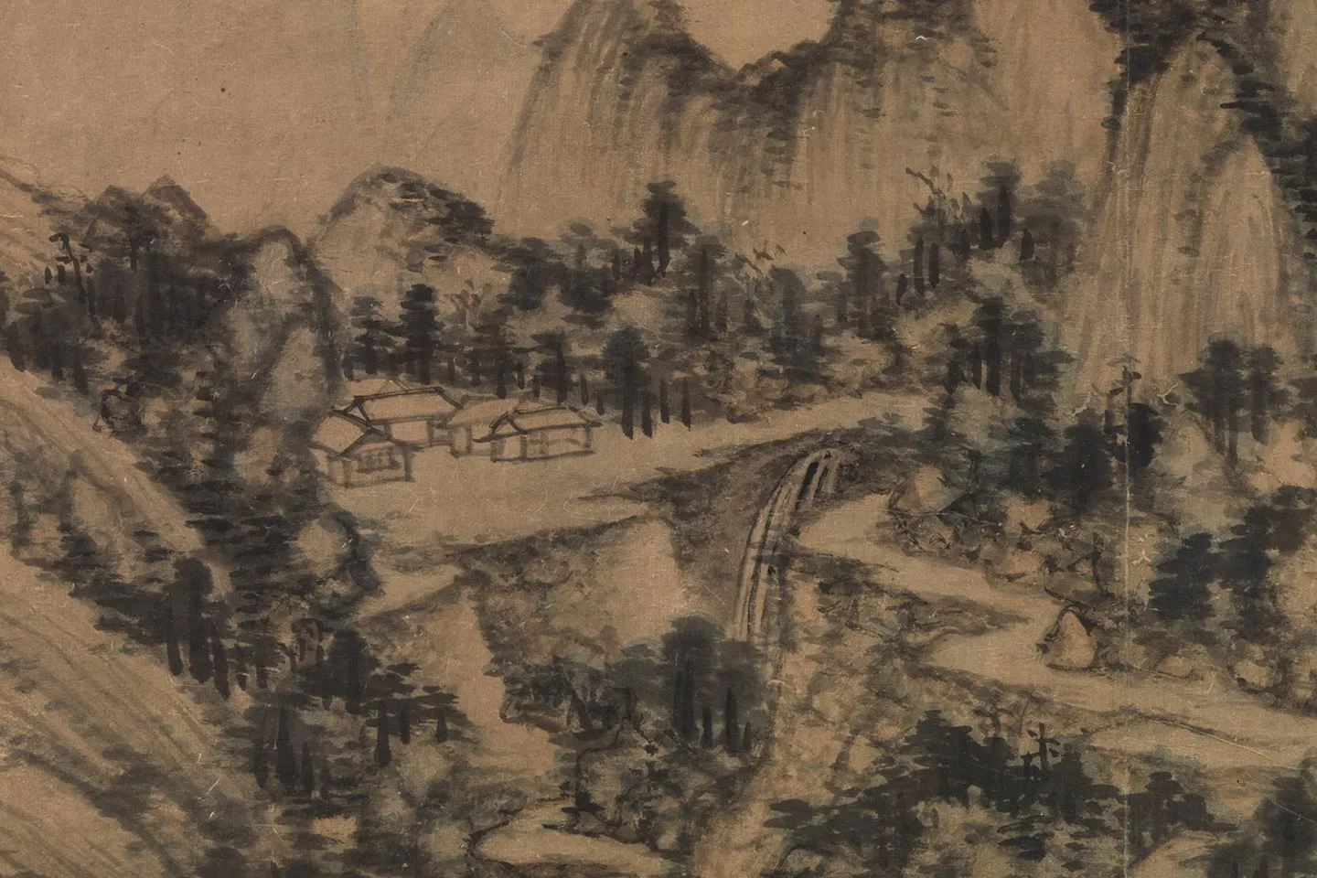 黄公望山水《层岩古寺图》局部 (3)