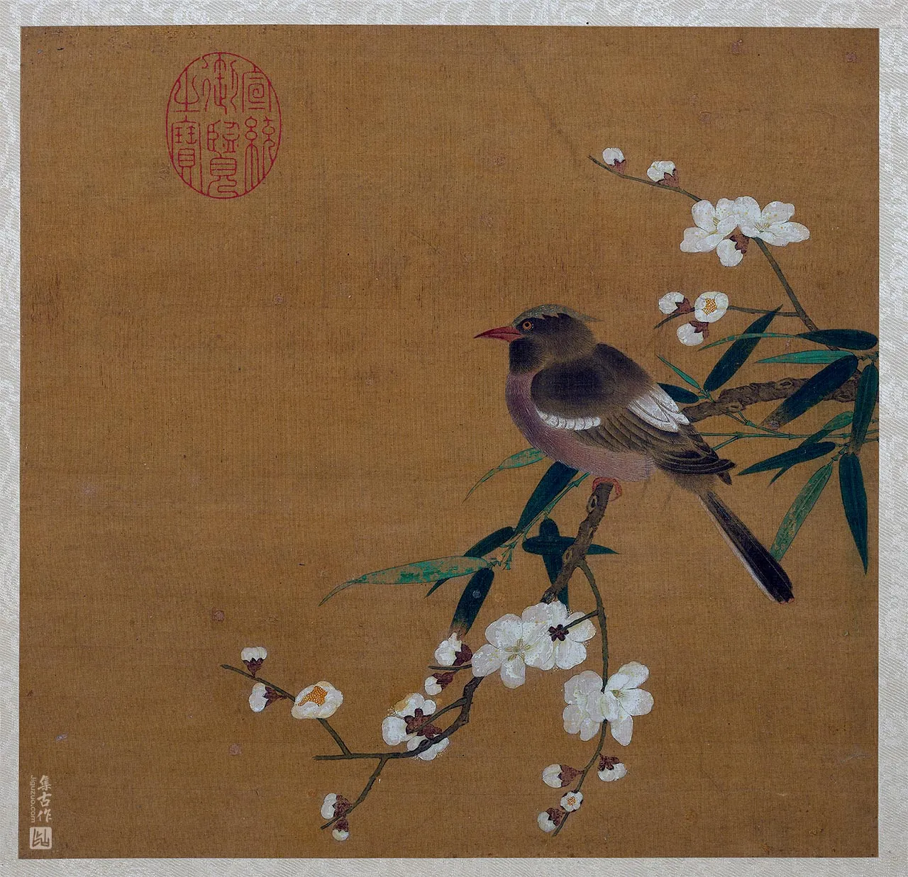 黄筌工笔花鸟画《梅竹翎毛》页