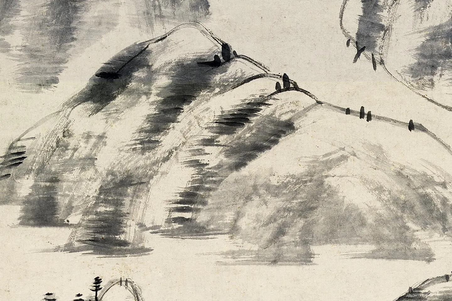 八大山人朱耷山水轴局部 (3)