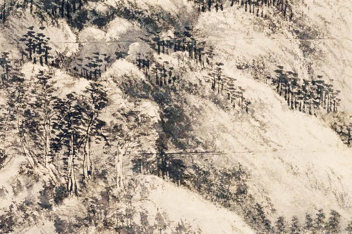 王蒙山水画《夏日山居图》局部 (4)