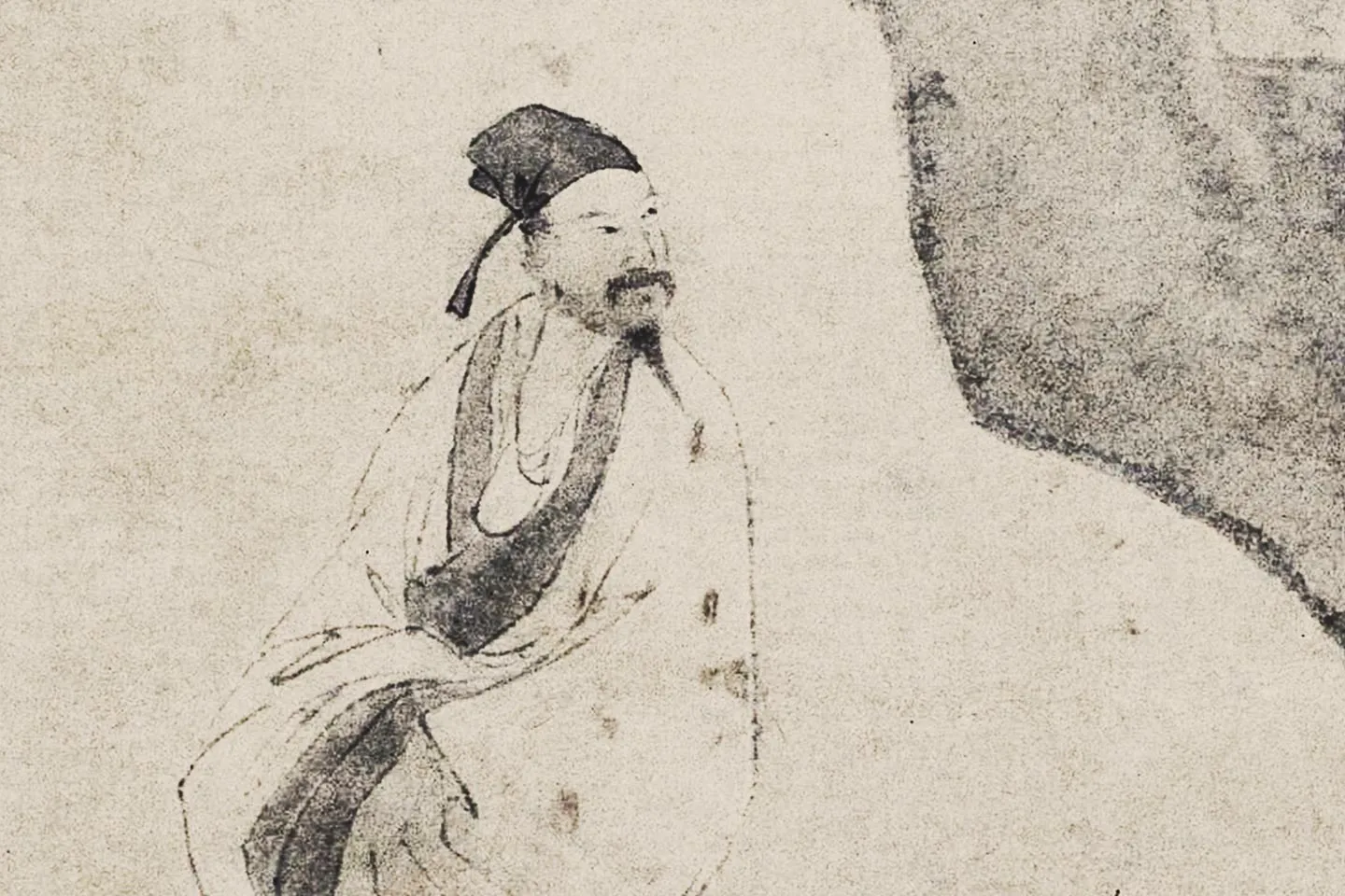 唐寅山水人物画《观梅图》局部 (1)