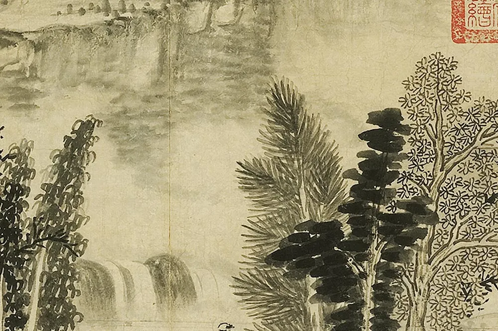 巨然山水画《阁皂灵踪图》局部 (2)