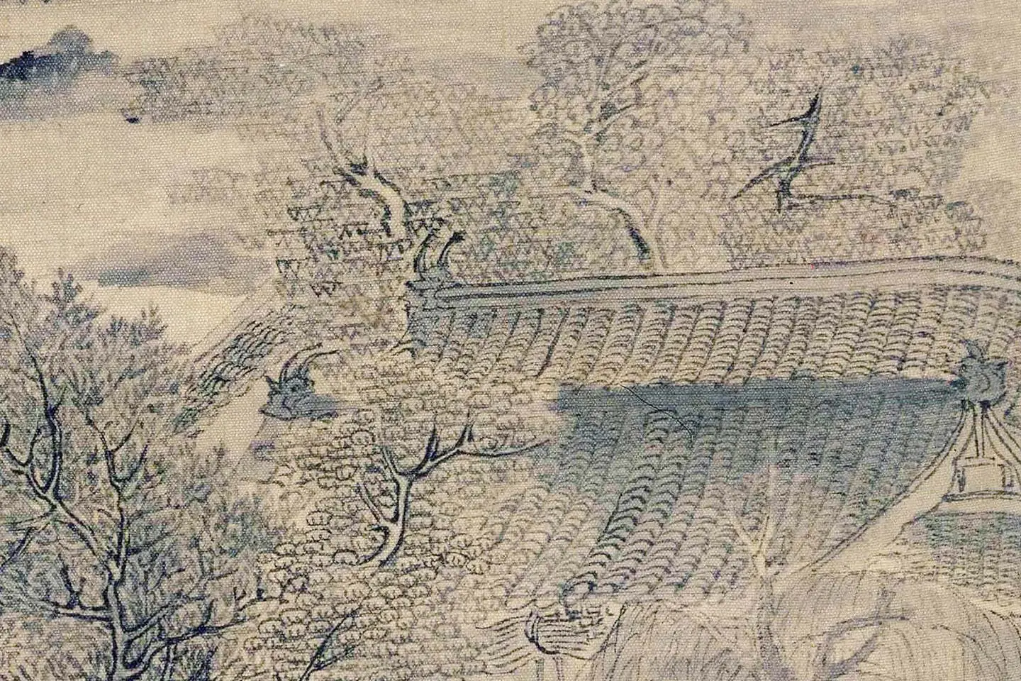 唐寅山水画《沛台实景图》局部 (3)