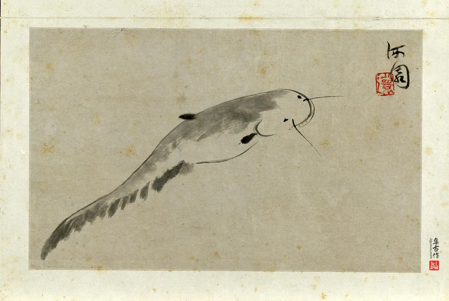 朱耷写意水墨画《鯰魚》