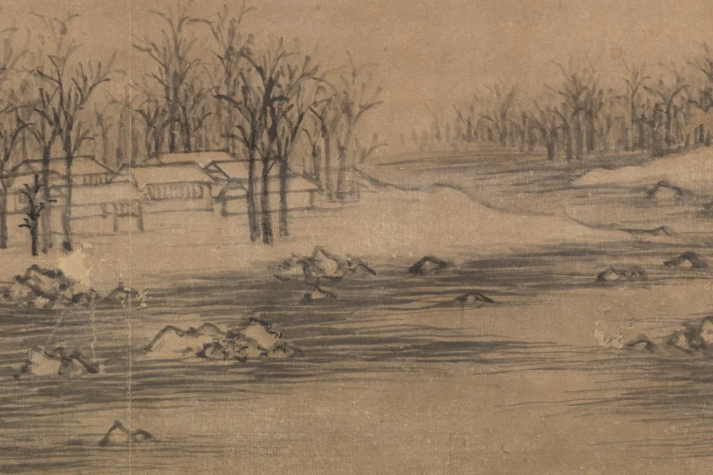 黄公望山水《长林秋舍图》局部 (2)