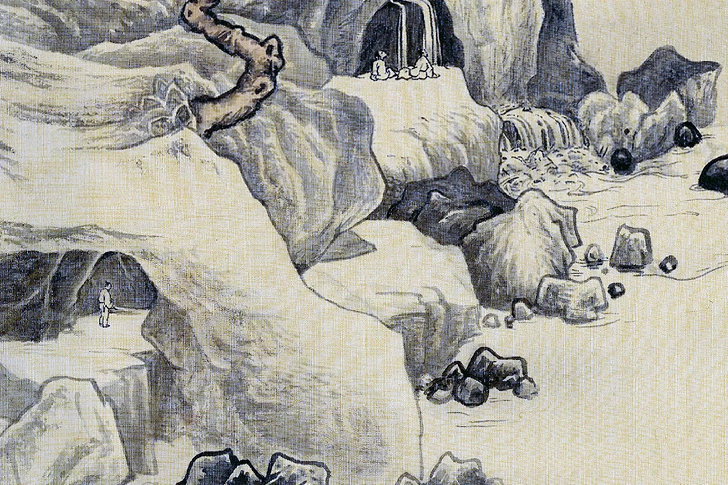 唐寅山水画《看泉听风图》局部 (4)