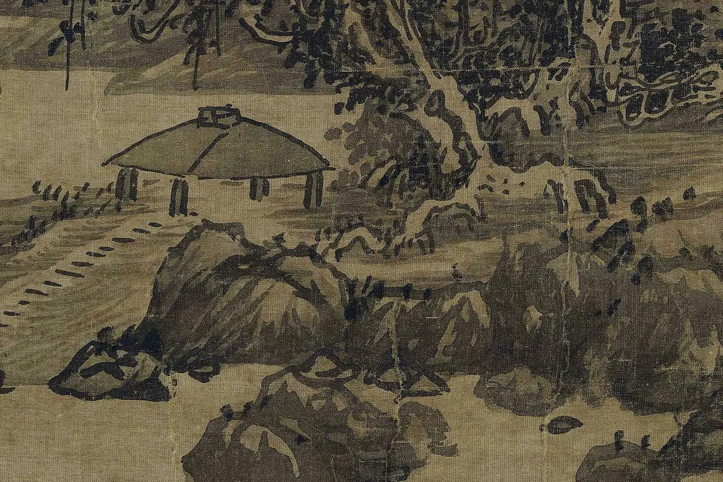 巨然山水画《秋山图》高清大图局部 (5)