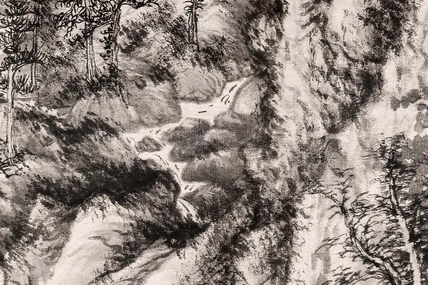 王蒙水墨山水画《青卞隐居图》局部 (7)