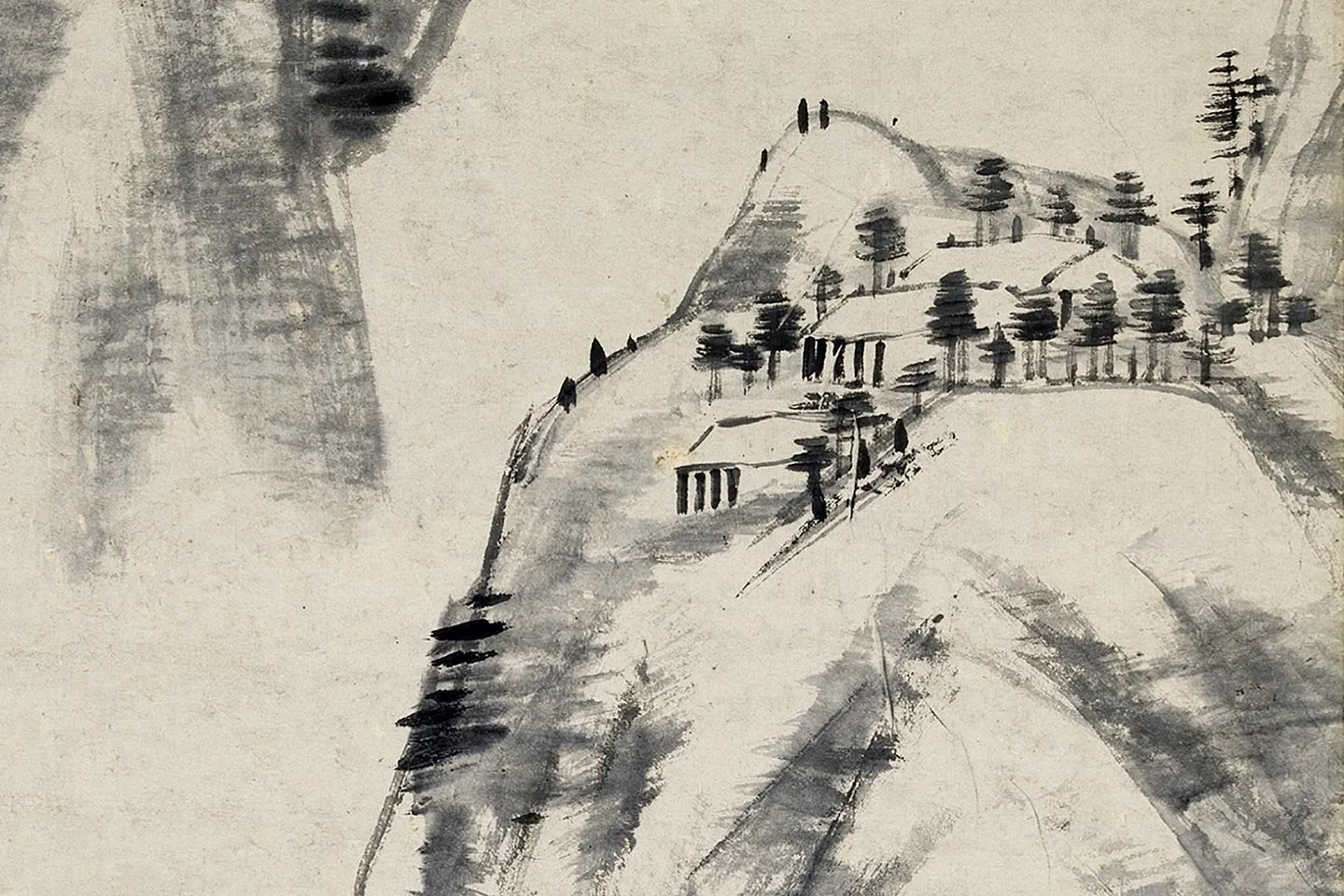 八大山人朱耷山水轴局部 (2)