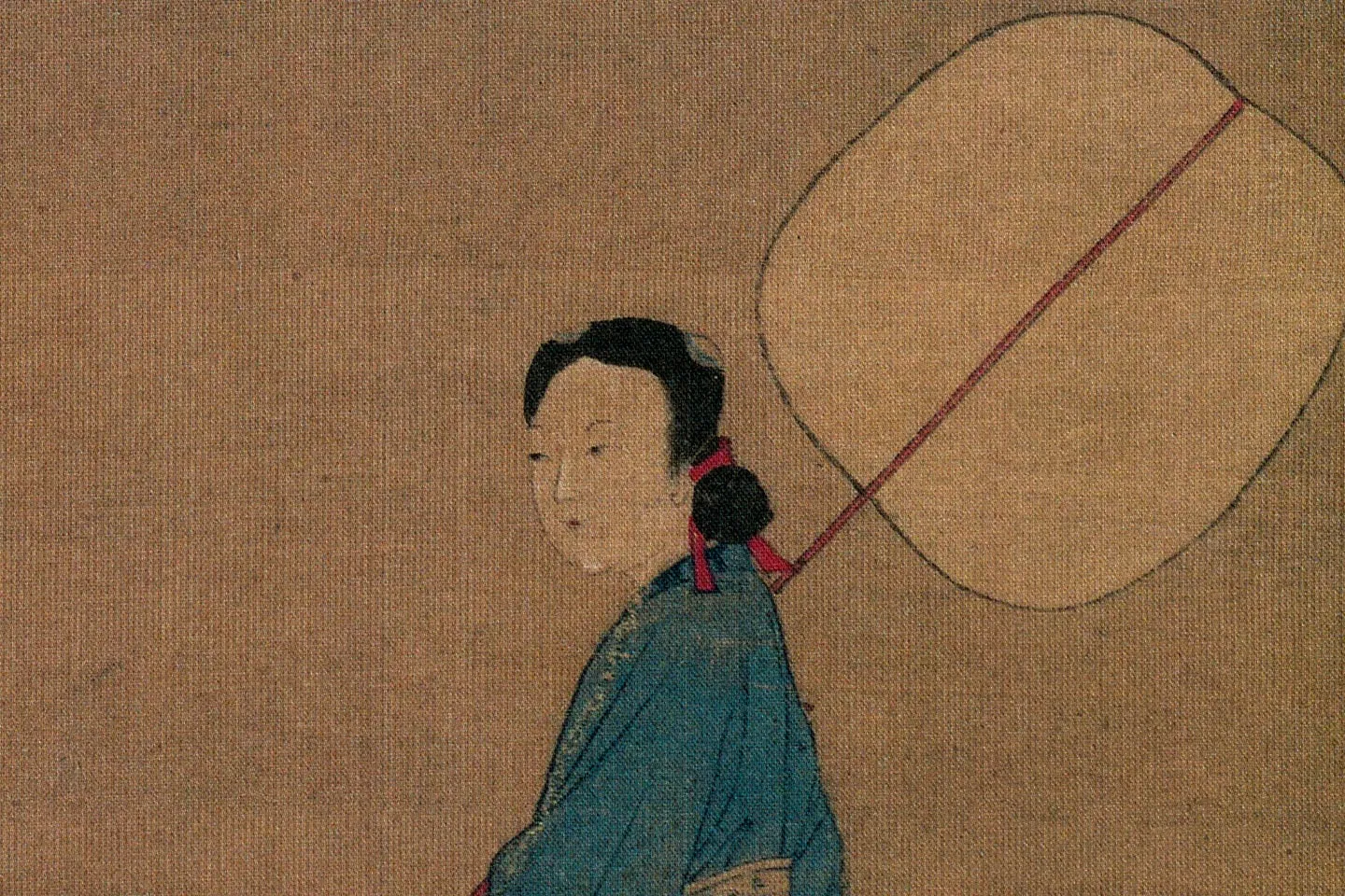 元代人物画《招凉仕女图》高清大图局部 (2)