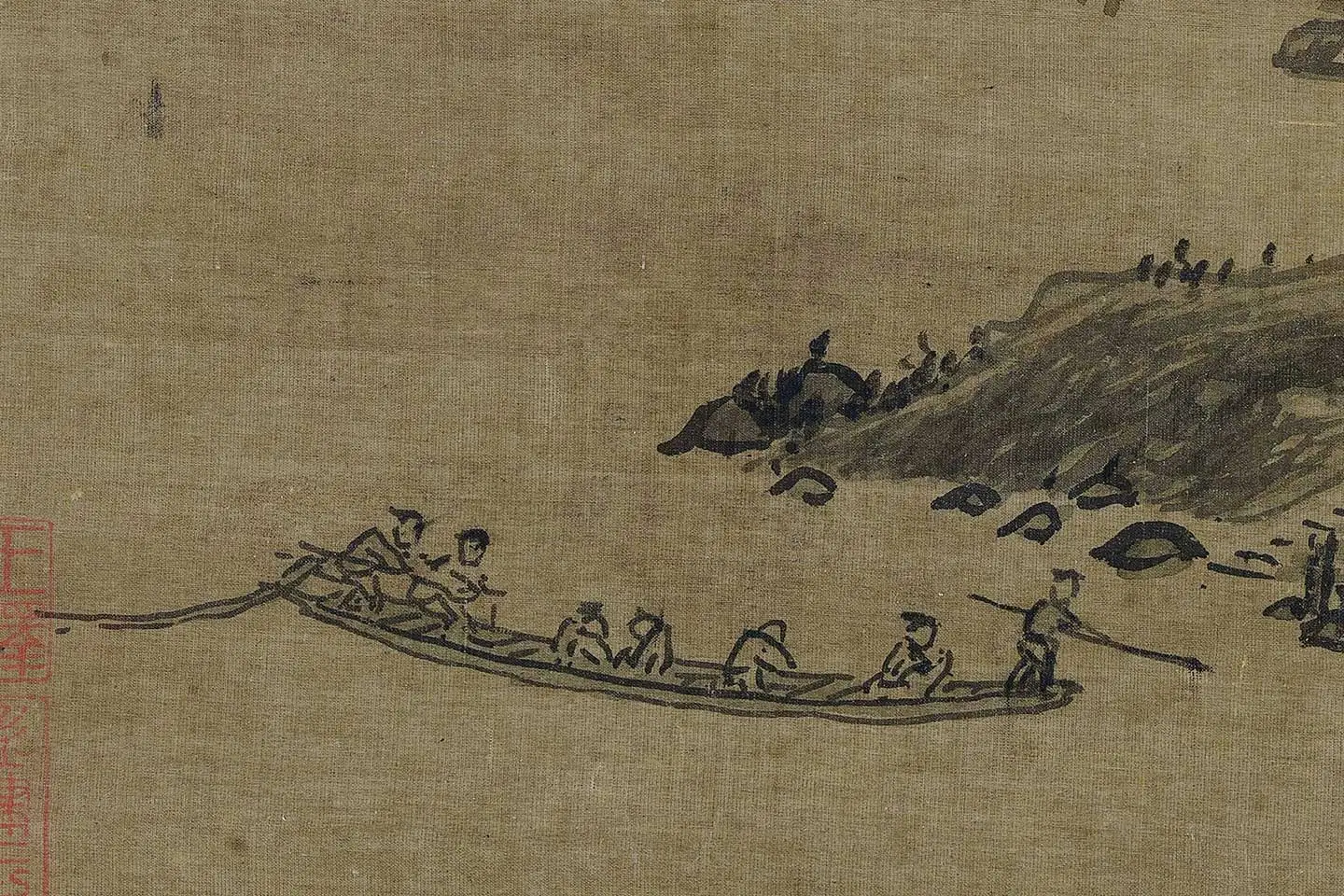 巨然山水画《秋山图》高清大图局部 (6)