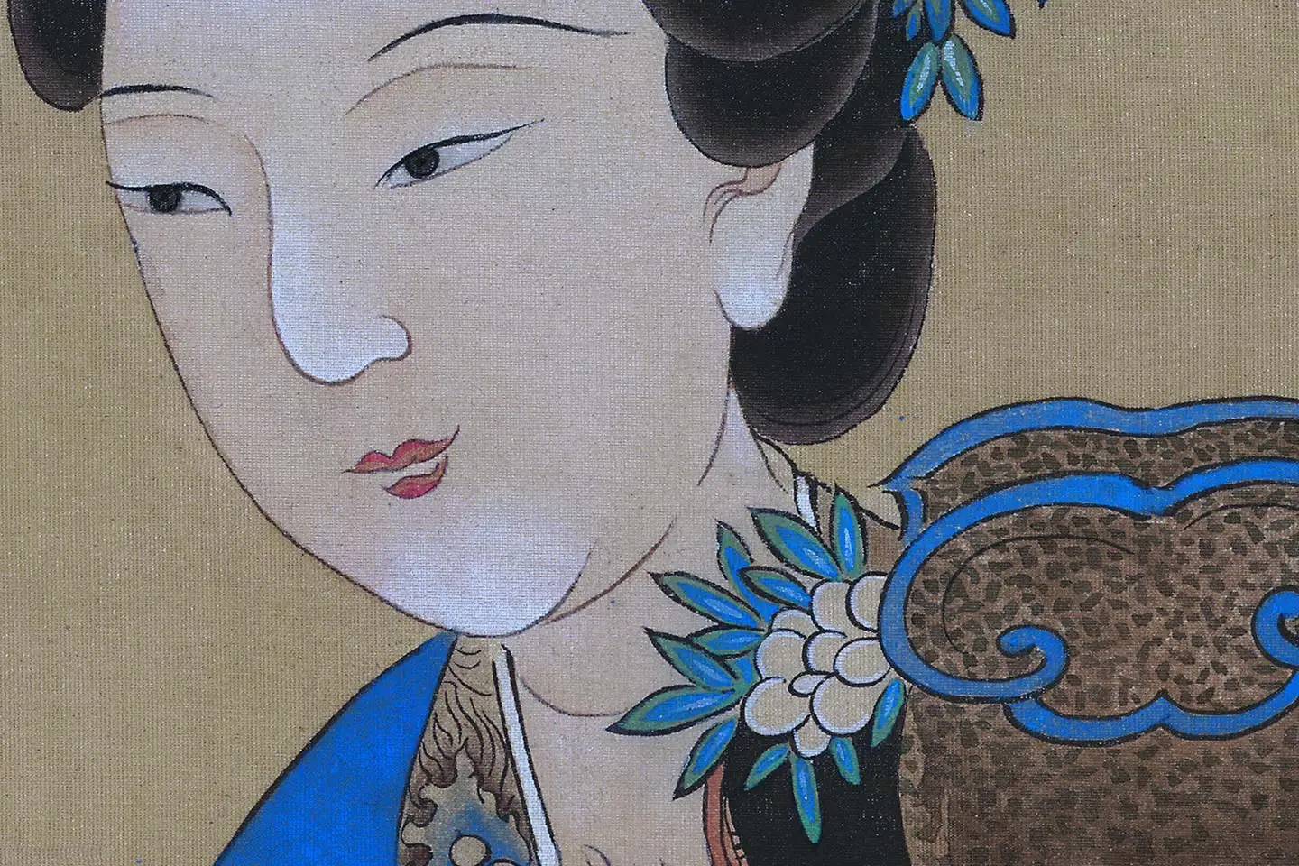 唐寅人物画《王蜀宫妓图》高清大图局部 (3)