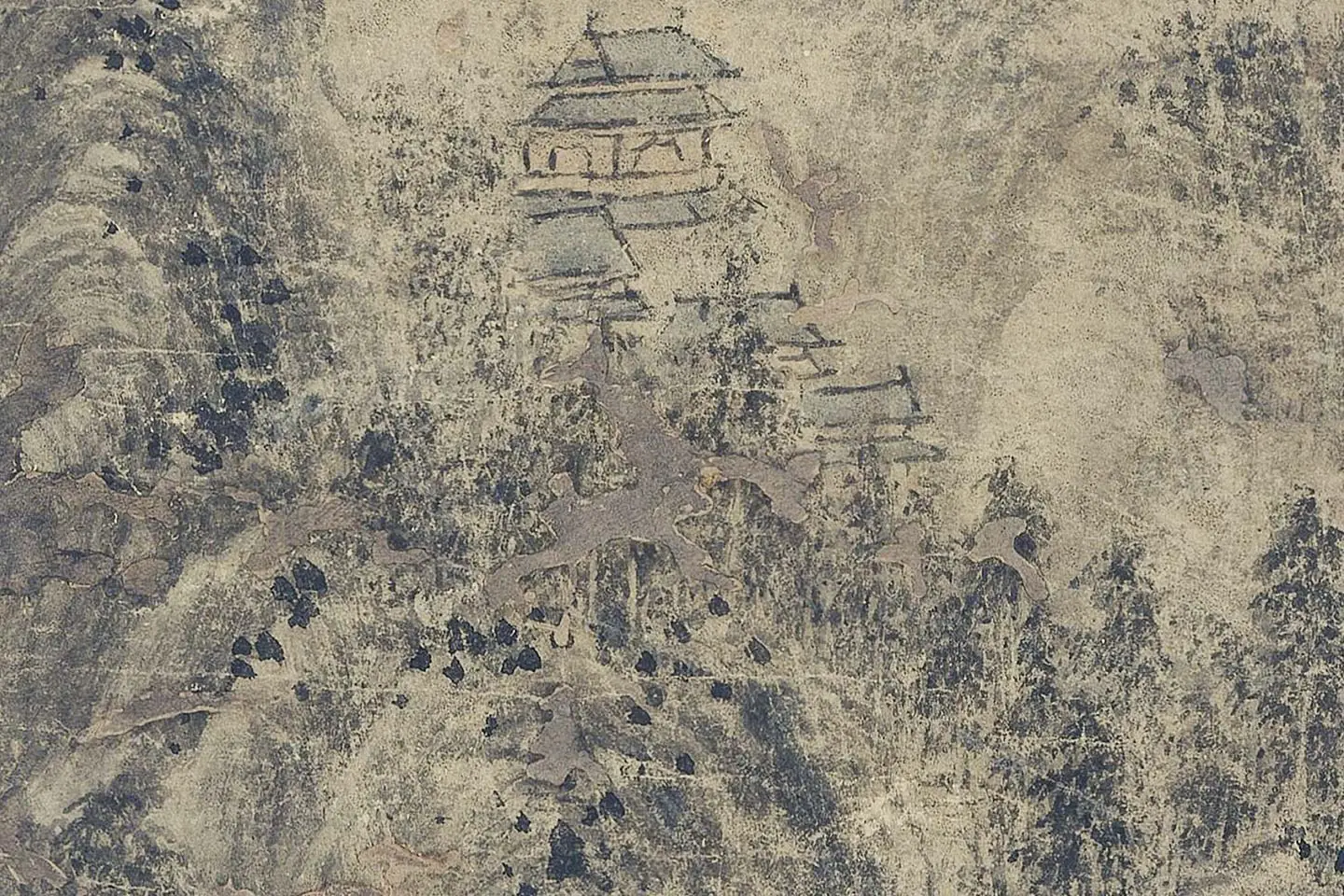 巨然山水《富春山图》高清大图局部 (5)