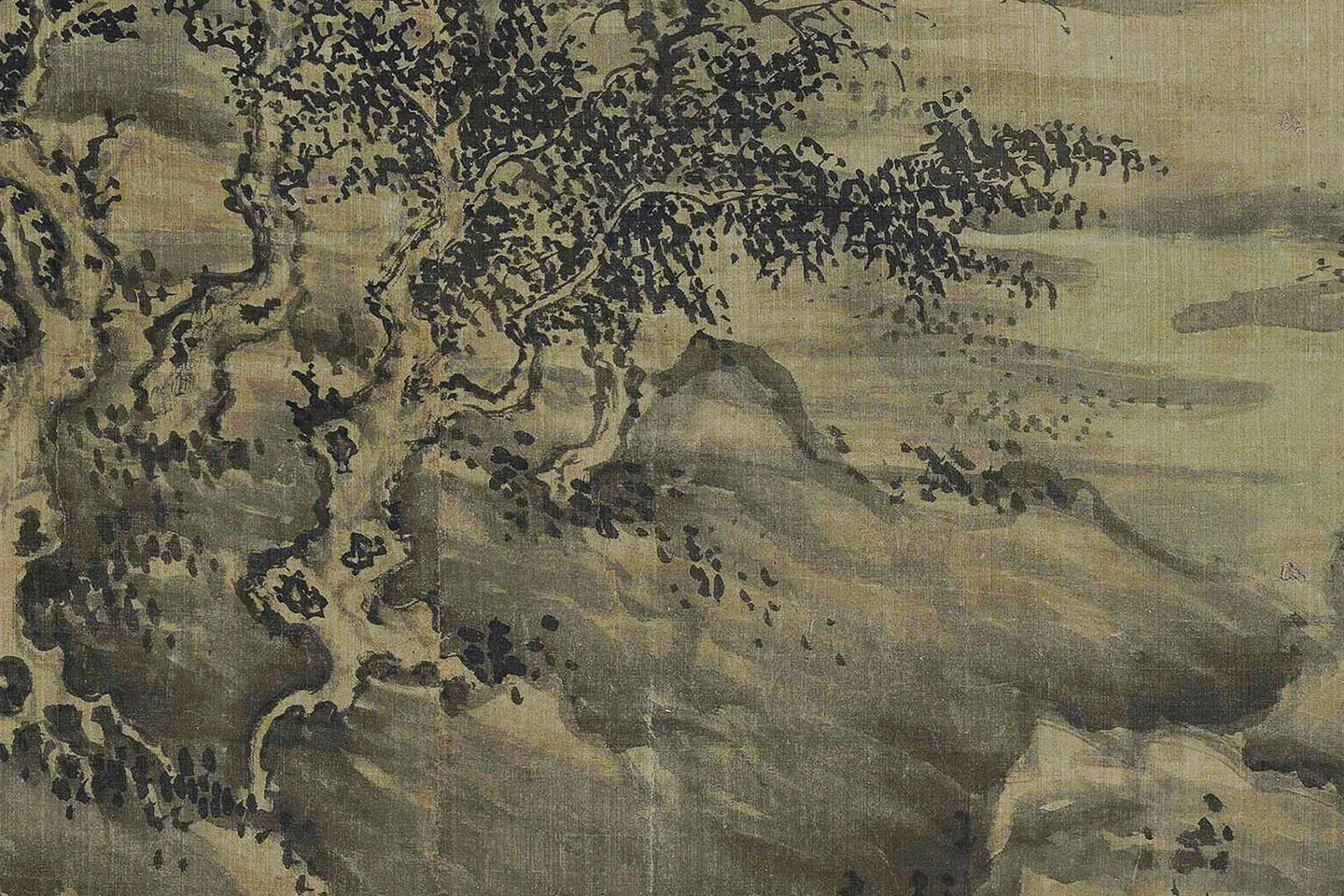 传巨然山水画《溪山林薮图》局部 (3)