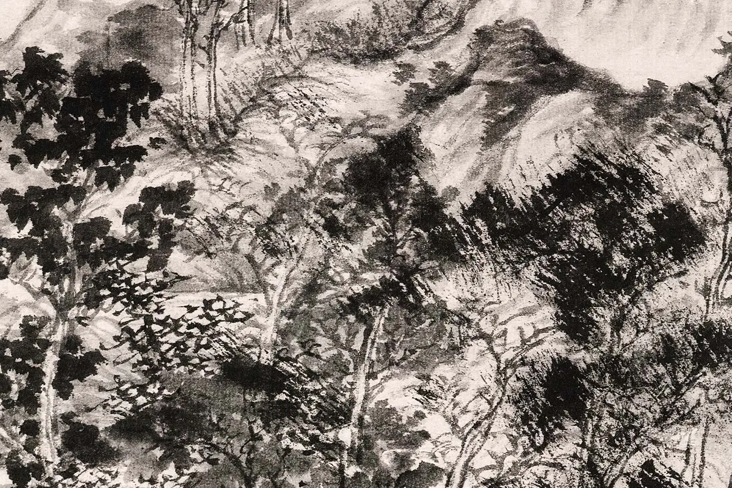 王蒙水墨山水画《青卞隐居图》局部 (9)