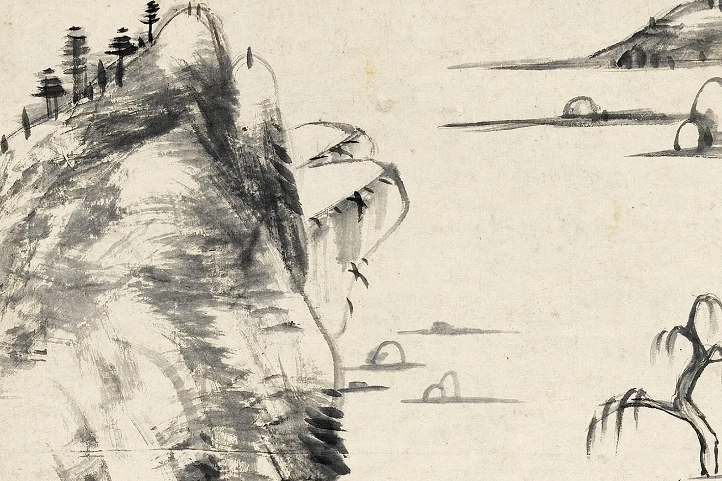 八大山人朱耷山水轴局部 (4)