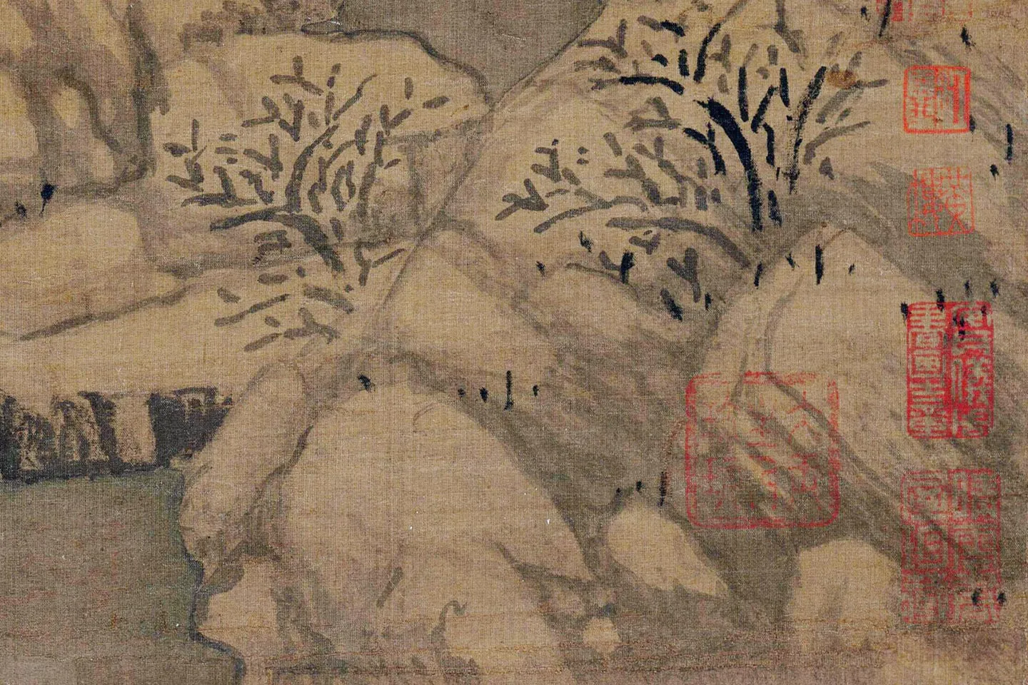 黄公望雪景山水《九峰雪霁图》局部 (1)