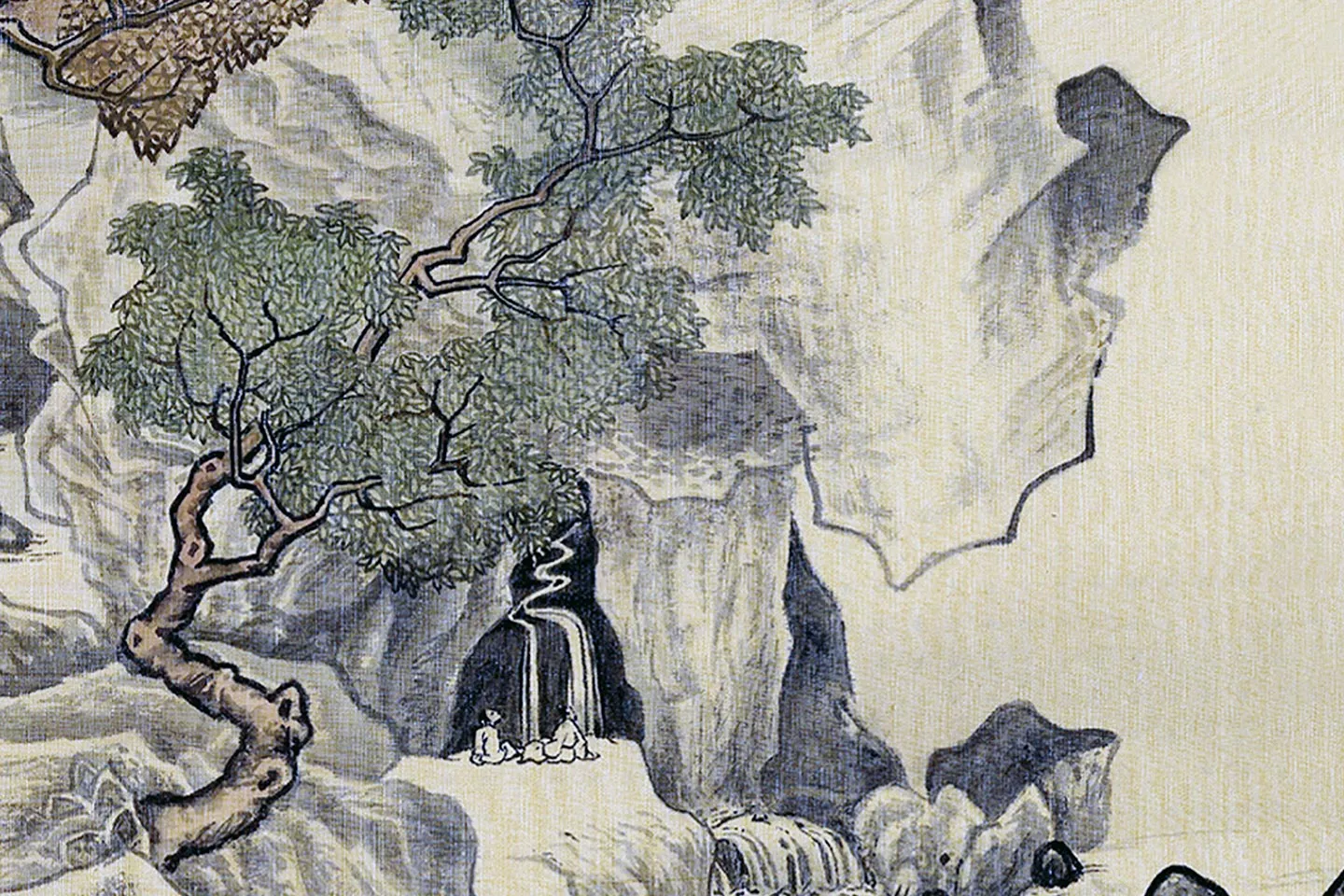 唐寅山水画《看泉听风图》局部 (3)