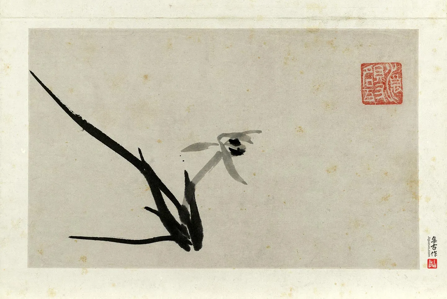 朱耷写意水墨画《兰花》