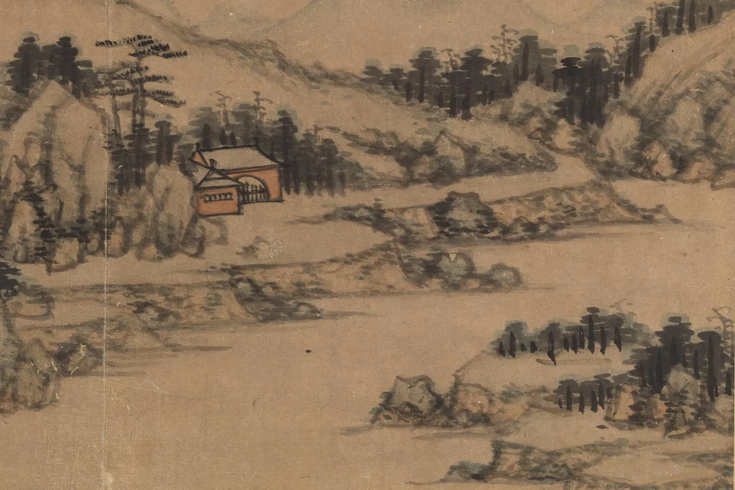 黄公望山水《远屿浮图》局部 (2)