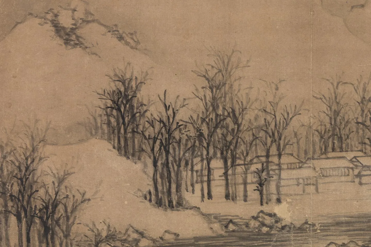 黄公望山水《长林秋舍图》局部 (3)