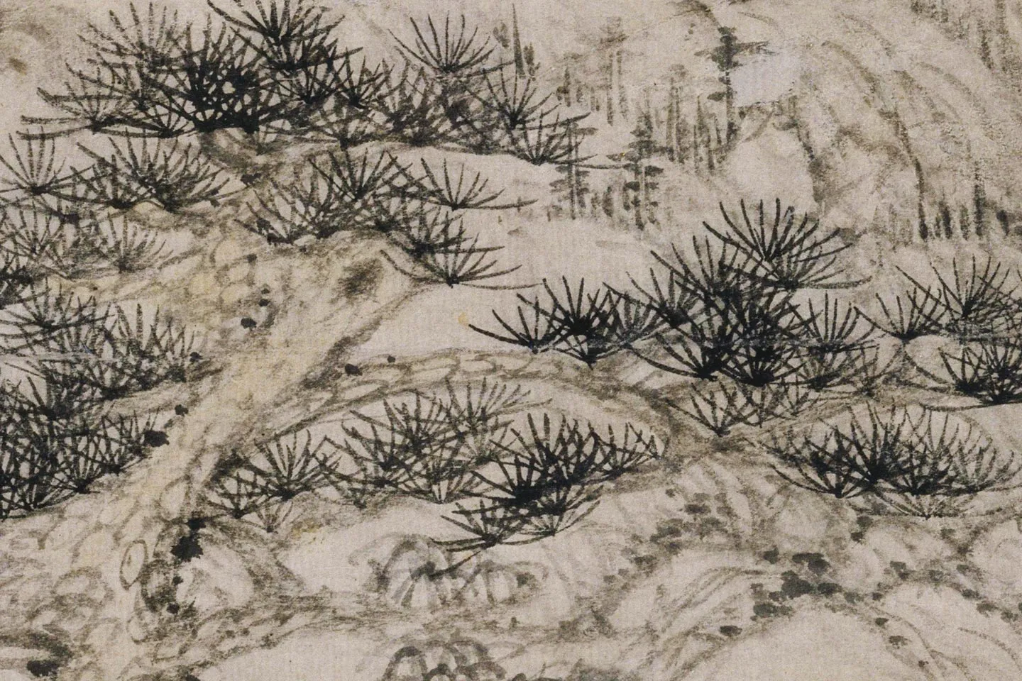 黄公望山水画《丹崖玉树图》高清大图局部 (5)