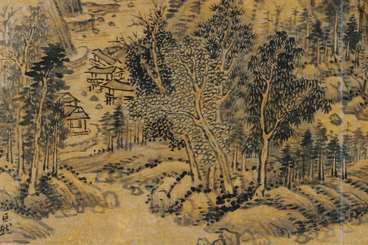 五代巨然山水局部 (1)