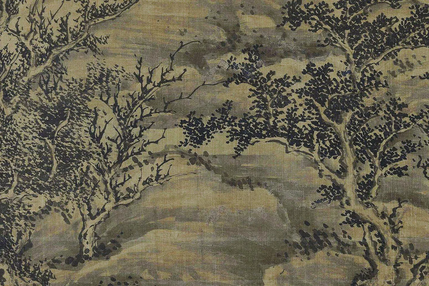 传巨然山水画《溪山林薮图》局部 (2)