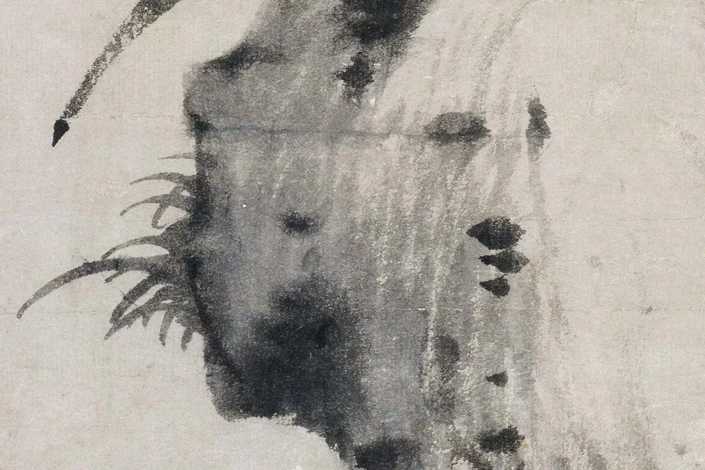 柯九思水墨竹石《清閟阁墨竹图》高清大图局部 (1)